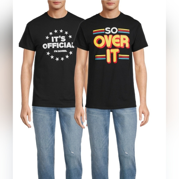 🆕️Humor Men's & Big Men's So Over It and I'm Bored Graphic T-Shirts, 2-Pack - Picture 1 of 8